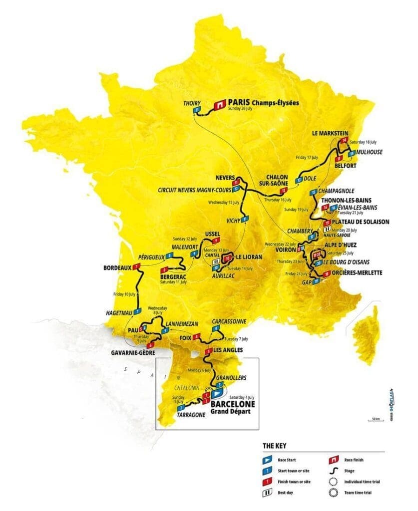 Alle etappes van de Tour de France 2026